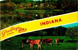 Dual View Banner Greetings From Indiana Landscapes UNP Chrome Postcard C2 - £2.92 GBP