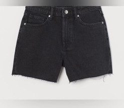 NWT New Zara Trafaluc Black High Waist Denim Shorts Size 4 - £18.39 GBP