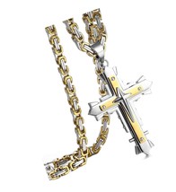 Cross Necklace for Men Stainless Steel Cross Chain Gold - $80.72