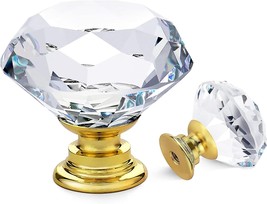 Ravinte 10 Pack 30mm Crystal Knobs with Gold Base - £15.56 GBP
