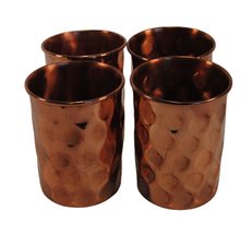 Terrapin Trading 4 x Pure Hammered Copper Ayurvedic Water Beer Beaker Gl... - £25.45 GBP