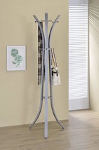 King&#39;S Brand Silver/Chrome Finish Metal Coat Rack With Hat Stand. - £67.44 GBP