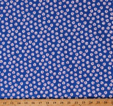 Cotton Baseballs Allover on Blue Sports Balls Fabric Print by the Yard D665.46 - £10.32 GBP