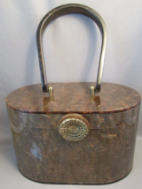 Rare 1950&#39;s Wilardy Lucite Box Purse Pearlized Rootbeer Brown Purse Mint! - £393.45 GBP