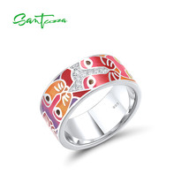 Pure 925 Sterling Silver Rings For Women White CZ Cute Cats Enamel Rings Trendy  - £41.17 GBP