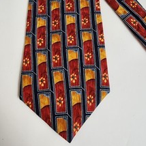J Garcia Silk Tie Necktie Red Yellow Blue Made In Mexico 3.75&quot; x 56&quot; - £11.18 GBP
