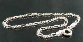 Sterling Silver Figaro Chain Bracelet Italy FREE SHIPPING 7 Inch - £19.53 GBP