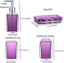 Purple Bathroom Accessories Set 4 Pieces Acrylic Bathroom Decor Gift Set Toothbr - £40.35 GBP