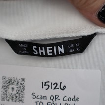 SHEIN 2 Piece Outfit Set Womens XS White Long Sleeve Top Blue Wide Leg Pants - £23.29 GBP