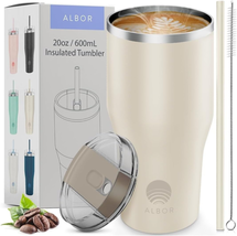 ALBOR 20 Oz Tumbler - Insulated Coffee Tumbler with Handle and Straw, Co... - £17.92 GBP
