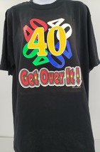 Vintage All Sport &#39;40 - Get Over It&#39; Black Unisex T-Shirt Size Large - £23.38 GBP