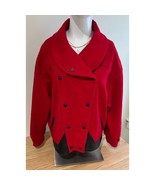 Modern Classic Vintage 1980s Red Wool Blend Moto Jacket Women&#39;s Medium - $20.95