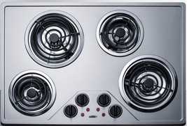 Summit Appliance CR430SS 30&quot; Wide 230V Electric Cooktop with 4 Coil Elements - £366.68 GBP