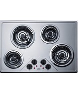 Summit Appliance CR430SS 30&quot; Wide 230V Electric Cooktop with 4 Coil Elem... - £370.54 GBP
