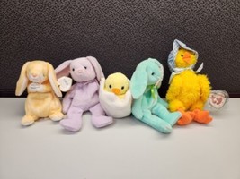 Lot Of 5 TY Beanie Babies Holiday Special Occasion Easter Chick Bunny Duck - £9.54 GBP