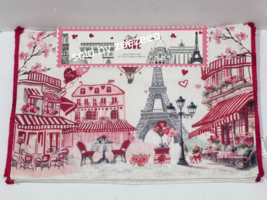Valentine's Day Paris Eiffel Tower Cafe Romance Red Pink Placemats Set of 4 - $29.69