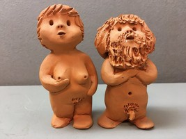 Vintage Handmade Clay Terra Cotta Nude Figures Bubbe and Zadie by Ja-Ja - £43.52 GBP