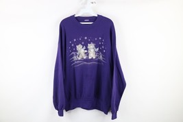 Vtg 90s Streetwear Womens XL Faded Snow Cat Kitten Crewneck Sweatshirt P... - $44.50