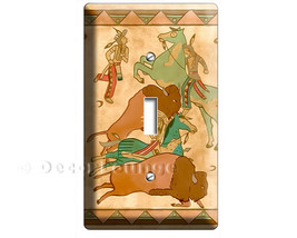 Native American indians hunting buffalo on horses single light switch wa... - €10,35 EUR