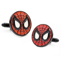 Spiderman Cufflinks Comic Book Fan Super Hero Round Red Web Face New W Gift Bag - £9.55 GBP