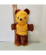 Vtg plush yellow brown teddy bear circa 50&#39;S  WITH GOOGLE EYES black nos... - £20.35 GBP