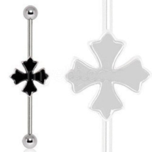 316L Industrial Barbell with Cross Patonce - £15.26 GBP