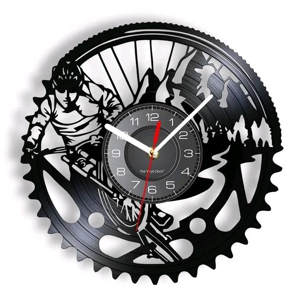 Vinyl Wall Clock Mountain Bike Extreme Sports Home Office Decor Gift - $38.99+