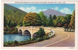 Mohawk Trail Massachusetts Postcard Bridge Over Deerfield River Near Charlemont - $2.96