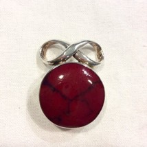 Mexico Red Jasper .925 Sterling Silver Infinity Symbol Pendant Necklace Vintage - £51.64 GBP