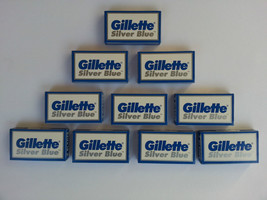 50 Gillette Double Edge Razor Blades Silver Blue - $11.59