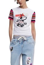 Desigual Women T-Shirt White Designer Logo Fashion Top 2025 Collection - $117.33 CAD