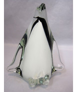 Penguin Art Glass Bird Figurine Paperweight Sun-catcher Black White  - £21.85 GBP