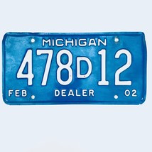 2002 United States Michigan Base Dealer License Plate 478D12 - £13.17 GBP