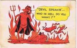 Postcard Comic Devil Speaking Who In Hell Do You Want - £3.17 GBP