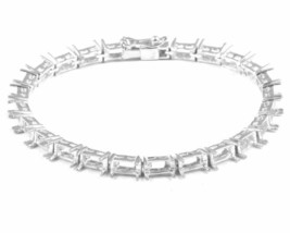 Semi Mount Bracelet 4x6 mm Octagon Sterling Silver semi mount bracelet 7... - £49.50 GBP