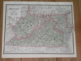 1886 Original Antique Map Of Virginia / West Virginia / Delaware - £20.29 GBP