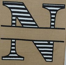 Kate Winston Brand Brown Burlap Monogram Black White N Garden Flag image 3