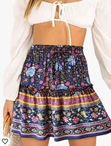 Alelly Skirt Mini Ruffle L Floral Swing Beach - $11.88