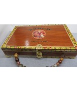 Punch Cigar Box Purse Wood Handbag Art Glass Beaded Handle Handmade Line... - $466.65 MXN
