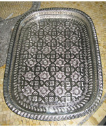 Moroccan Silver Tray - Moroccan Serving Tray -Silver Tea Tray - Silver T... - $2,414.89 MXN