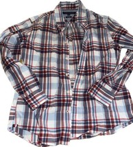 Tommy Hilfiger Button Up Shirt Adult Medium Blue Plaid Long Sleeve Casua... - $12.97