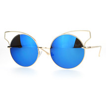 High Fashion Womens Sunglasses Round Cateye Wire Metal Mirror Lens - £8.85 GBP