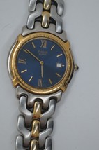  PULSAR by Seiko V729-6020 Blue dial Gold bezel Date watch  GUARANTEED - $29.65