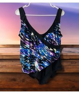 NWOT Catalina 3X (22W-24W) One Piece Swimsuit Abstract Black Purple Blue... - $558.53 MXN