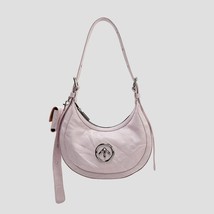 [BXX] Leather Ruched Half Moon Single  Crossbody Bag Vintage Exquisite Elegant V - £86.04 GBP
