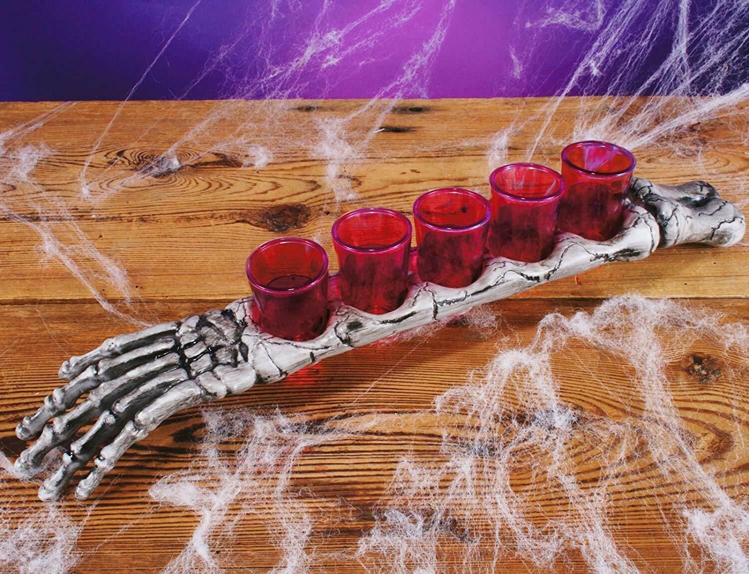 Primary image for SHOT IN THE ARM SKELETON ARM w/ 5 SHOT GLASSES HALLOWEEN PROP ACCESSORY