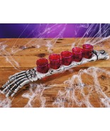 SHOT IN THE ARM SKELETON ARM w/ 5 SHOT GLASSES HALLOWEEN PROP ACCESSORY - £14.93 GBP