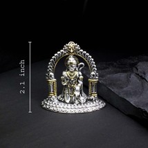 2D Solid 925 Sterling Pure Silver Oxidized Hanuman Idol religious Diwali... - $94.05