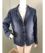 Women&#39;s New York &amp; Company Denim Button Front Blazer Jacket Sz Large - £14.89 GBP