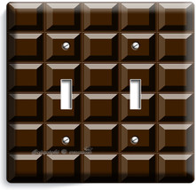 Dark Chocolate Bar Cubes Double Light Switch Wall Plate Chef Kitchen Room Decor - £12.82 GBP